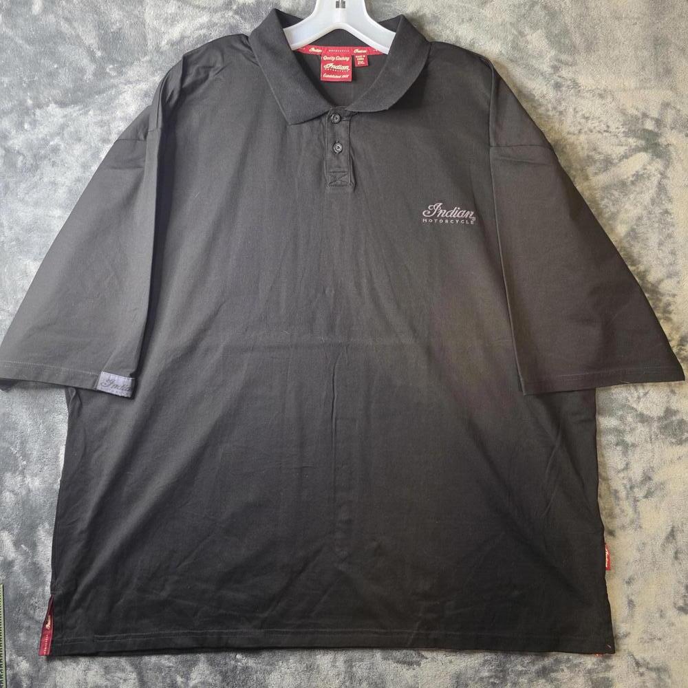 Indian Motorcycle Polo Shirt Men Black Solid Short Sleeve Riding XXL